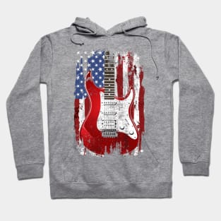 Electric Guitar American Flag Patriotic Guitarist Gift Hoodie